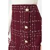 Burgundy Buttoned Tweed Fabric Mini Woven Skirt With Flounce Hem Twoaw22et0155