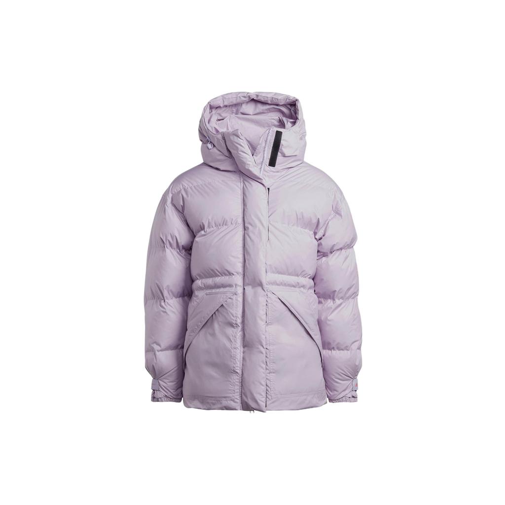 Adidas Solid Color Concealed Zip Hooded Long Sleeve Cotton Jacket Women Outerwear Purple HI6080