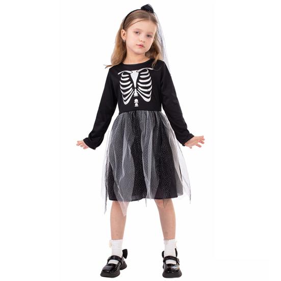 Kids Skeleton Costume Halloween Skeleton Tutu Skirt/Dinosaur Jumpsuit/Bone Onesie Outfit for Boys Girls Dress-up