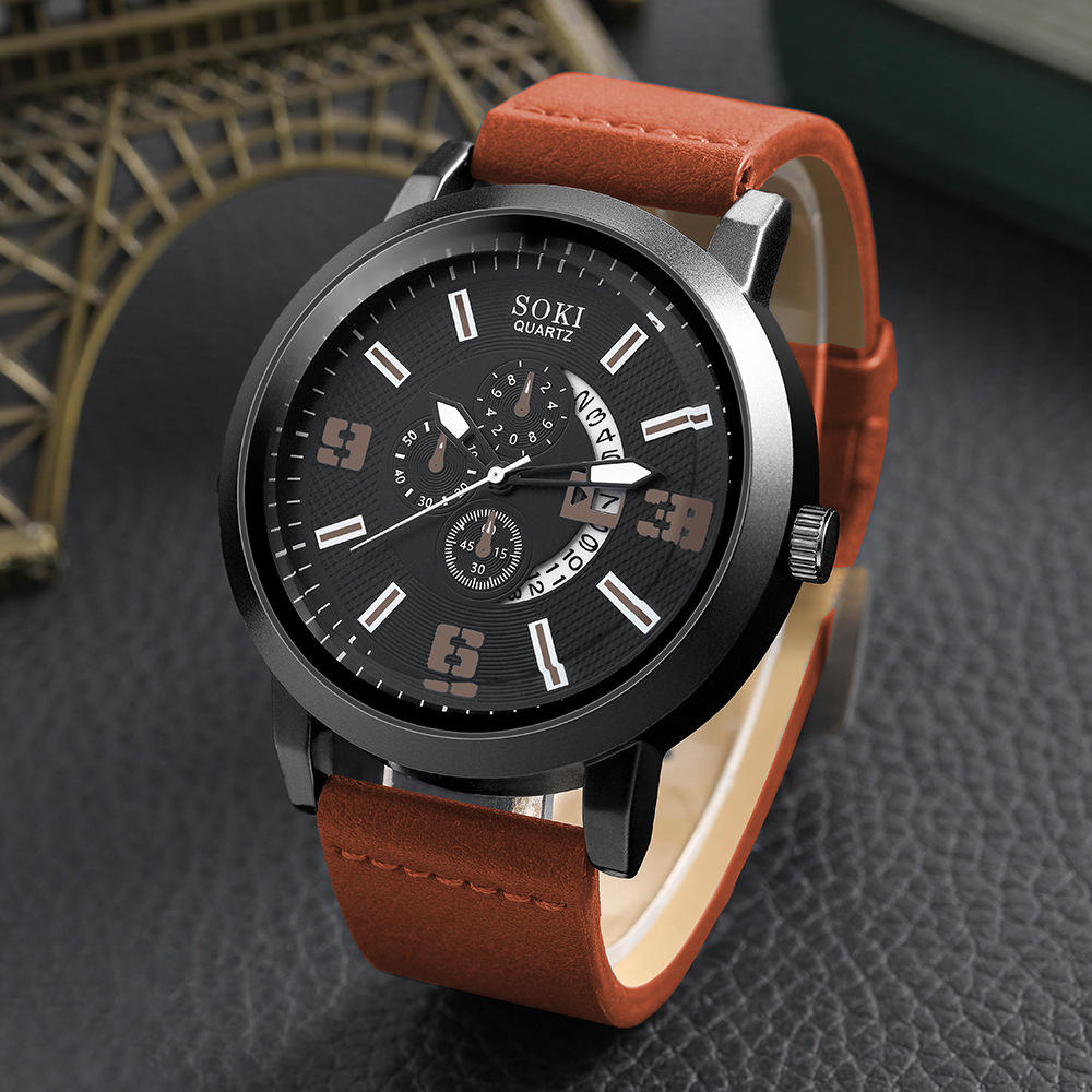 NW1490 Luxury 2024 Men's Casual Leather Watches Wrist Perfect Charm Bracelets Watches Set