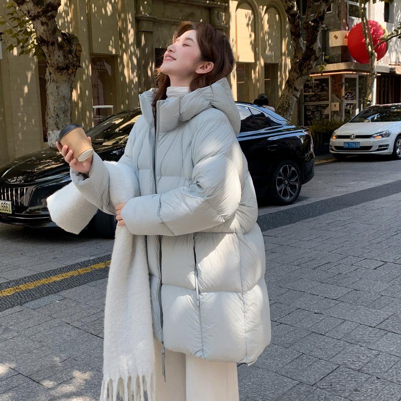 Осень-зима, утепленная теплая парка, женская повседневная милая однотонная Свободная куртка с капюшоном и большим карманом, верхняя одежда