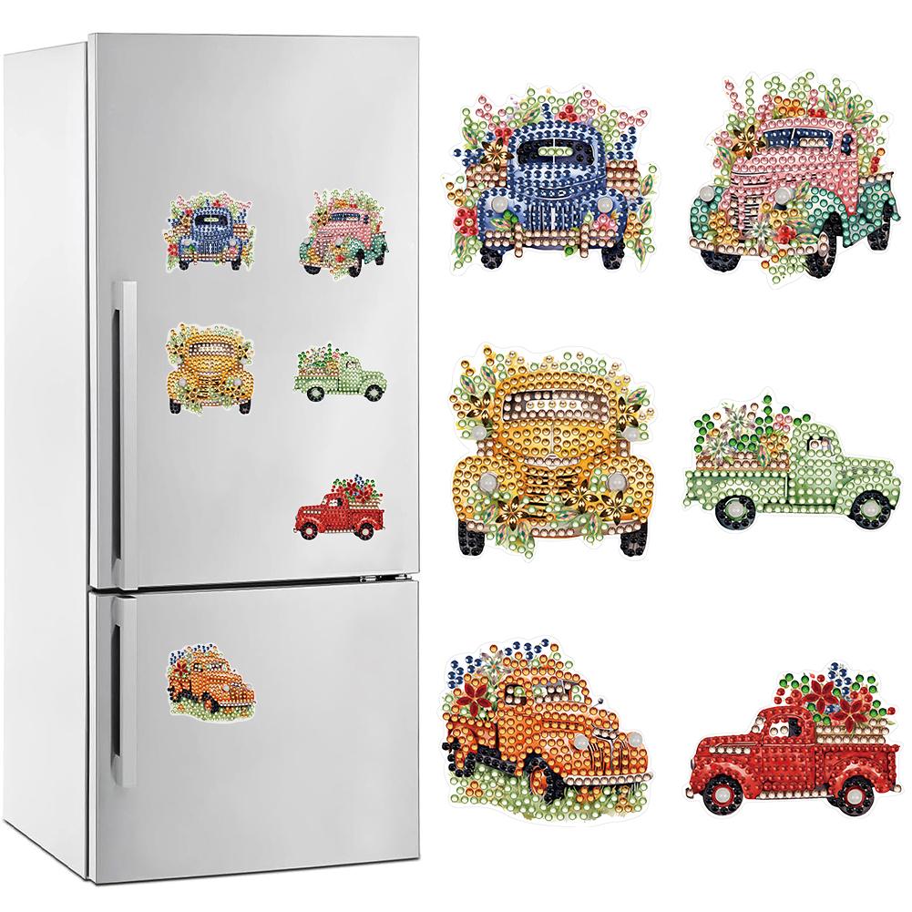 6 Pcs Full Drill Fridge Magnets Sticker Car Butterfly Dragonfly Diamond Painting Magnets Refrigerator for DIY Crafts Party Gift