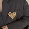 Gold Silver Color Pins Brooch Glossy Pitted Love Brooches  for Fashion Jewelry Gift