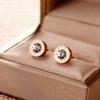 1 PAIR  Statement Earrings Stainless Steel Stud Earrings For Women Men Vintage Roman Numeral Crystal Small Earing Jewelry