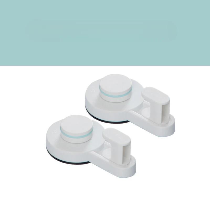1/2pcs No-Drill Strong Suction Cup Hooks, Removable Mop Rack, Bathroom Wall Adhesive Hooks