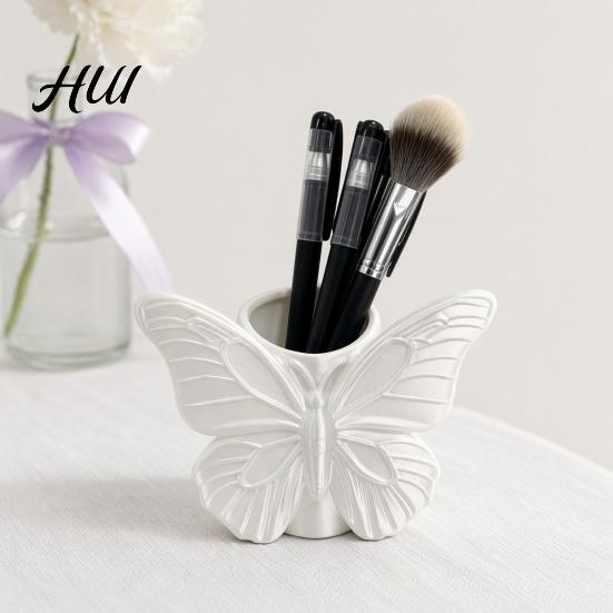 Durable Pen Cup 3D Printed Butterfly Holder, Embossed Desk Organizer for Pencils Study Table Holder Makeup Brushes, Large Capacity Storage Box