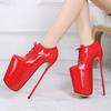 19 см Экстремальные Туфли-лодочки на платформе на высоком каблуке Стильные Черные Красные Женские Металлический каблук Вечеринка Фетиш Обувь для ночного клуба Большой размер 50
