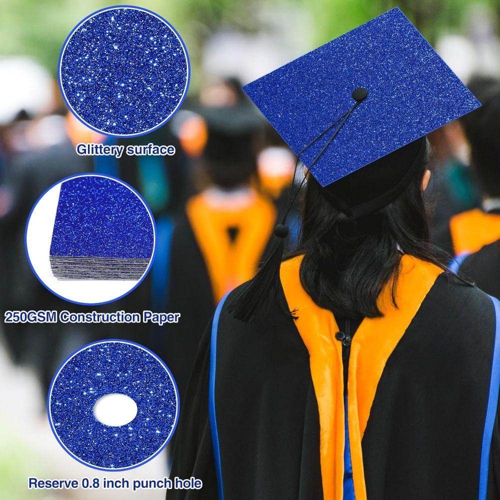 10 Sheets Creative Grad Cap Decorations DIY Glitter Foam Paper  University