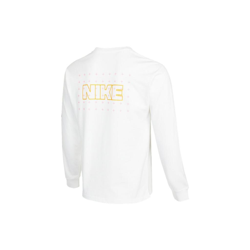 Nike Alphabet Print Crew Neck Long Sleeve T-Shirt Men Tops White DO6946-100