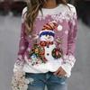 Women's Long Sleeve Sweatshirt Mixed Color Christmas Regular Winter White and Blue Azure White / Black Gradient Red Sweatshirt