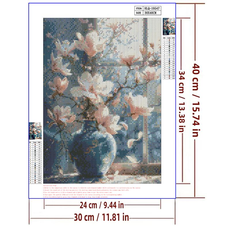 5d DIY Diamond Painting Cross Stitch Magnolia Flowers Vase Diamond Embroidery Mosaic Full Round Drill Home Decor