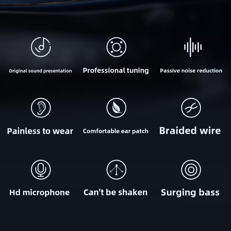 Wired Headphones In-ear Music Wired HIFI Monitoring Headphones Hanging Ear Mobile Gaming Sports Headphones