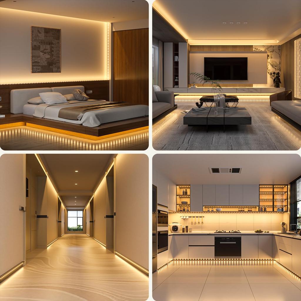 Wobane LED Strip High Indirect Lighting Stepless Memory No Installation LED 5m x 2 Slim Design for Under DIY PSE Warm Bright Rope Light Light, 10m,