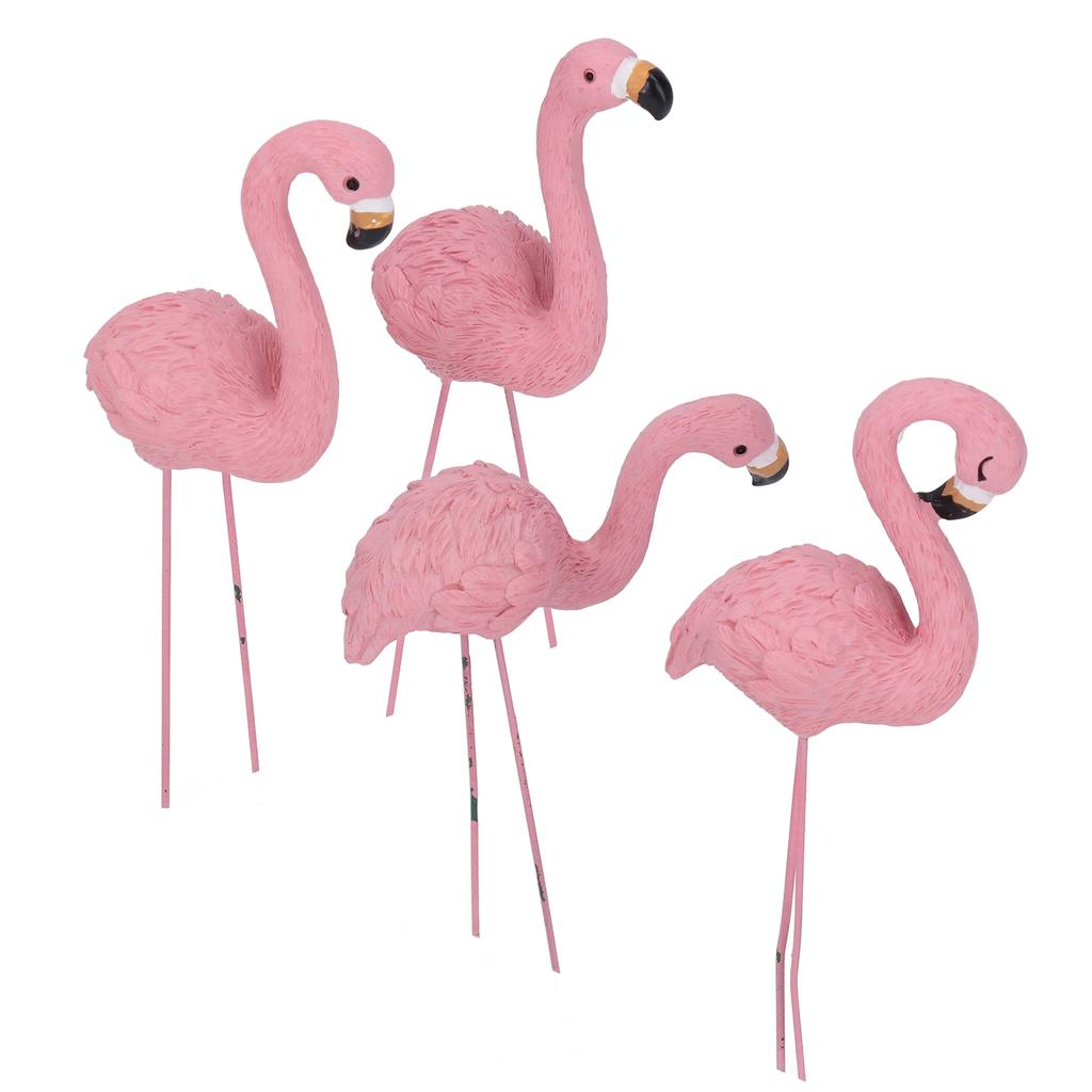 4 Pcs Pink Flamingo Garden Statue Fine Details Stylish Vivid Small Flamingo Statue for Yard Lawn Patio Decorations Gifts
