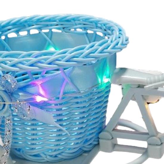 Yousheng Rattan Trolley Flower Basket Decorative Tricycle with Colorful Flowers Woven Container Home Office Decor Wedding Party Favor