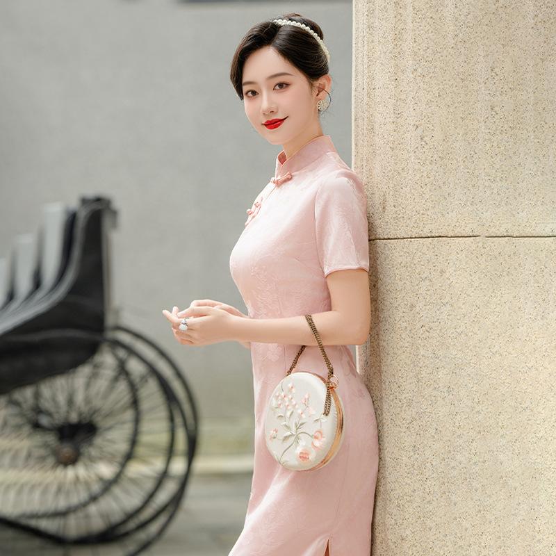 Pink cheongsam summer women's daily young spring and summer temperament retro Republic of China style new Chinese style improved cheongsam