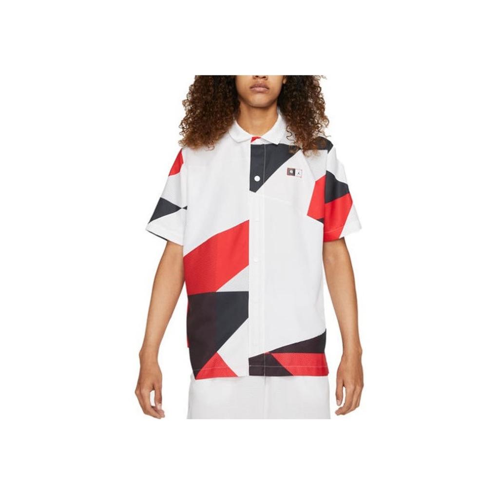 Jordan Geometric Pattern Color Block Print Short Sleeve Shirt Men Tops White DM0754-100