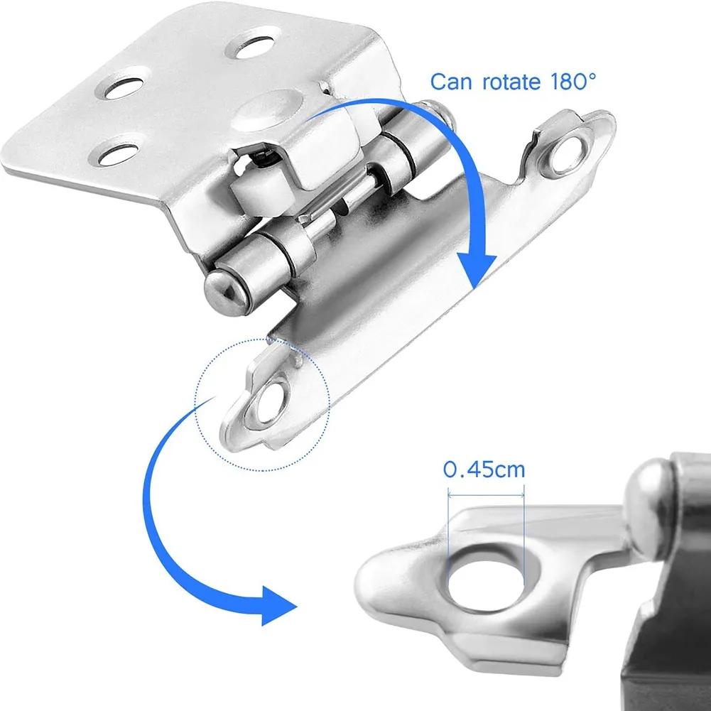10 шт. Самозакрывающиеся накладные петли Петли для шкафа вровень с поверхностью Прочные пружинные петли для дверей шкафа Мебельная фурнитура
