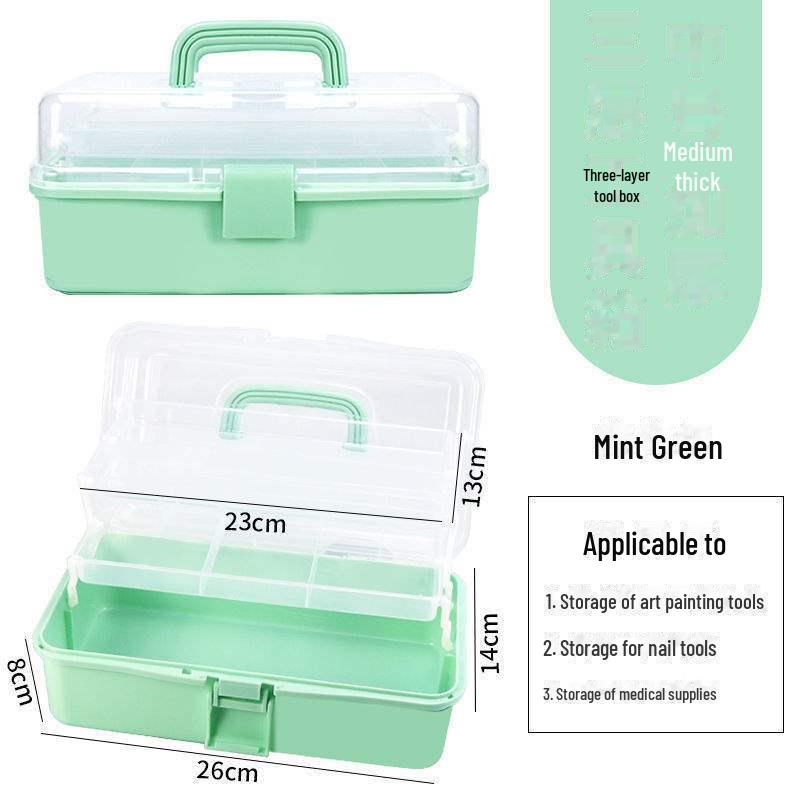 Большая вместимость, 3-слойная прозрачная коробка для хранения художественных инструментов и карандашей