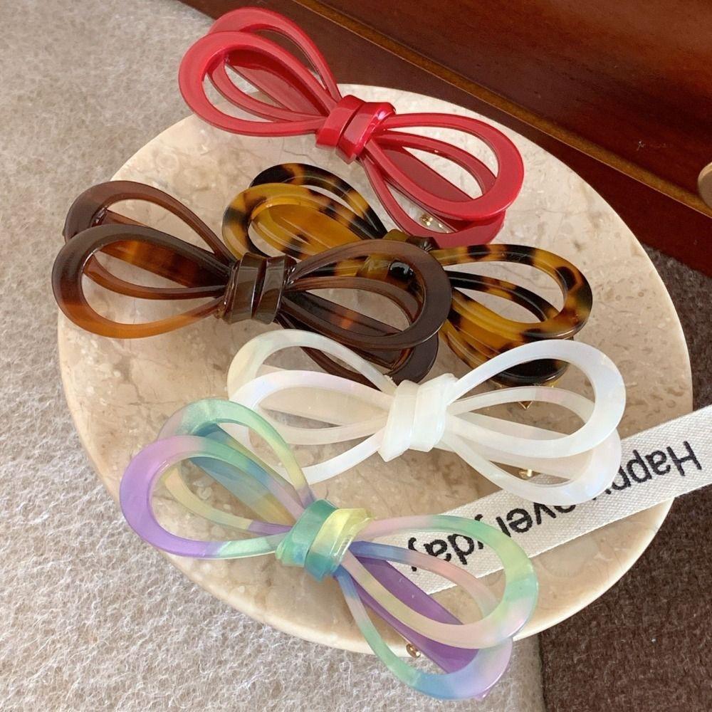 Korean Style Acetate Hair Clip Side Clip Bowknot Barrettes Elegant Bow Hairpin  Daily