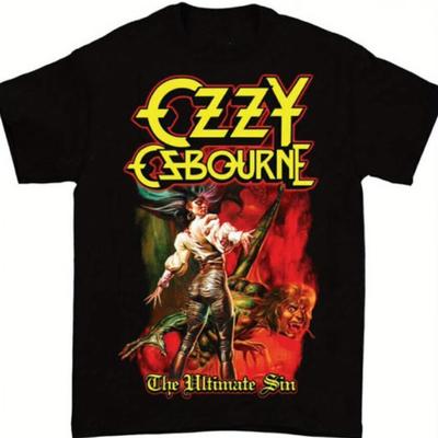 Ozzy Osbourne "The Ultimate Sin" Футболка - Черный Хлопок с Ярким Рок-Артом Свободный Фитнес Короткий Рукав Мужская Уличная Круглый Вырез