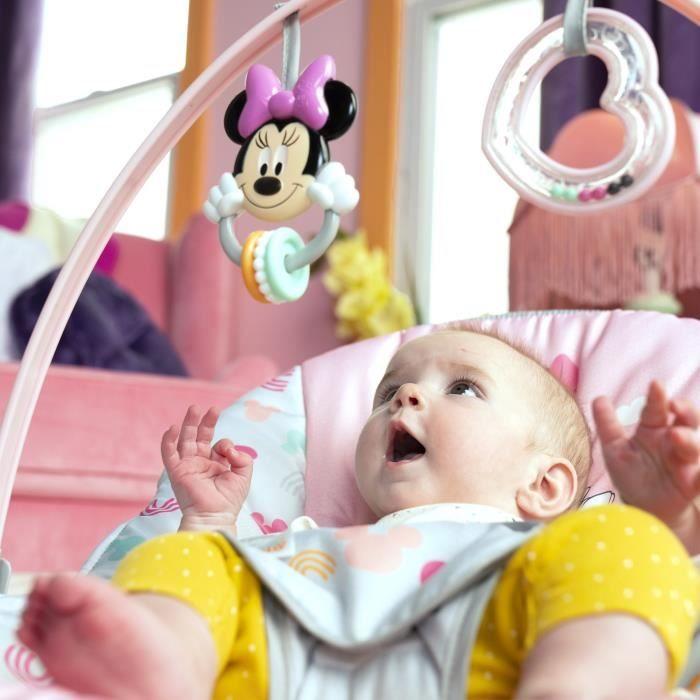 DISNEY BABY -MINNIE- Детский шезлонг-качалка 3-в-1 с 3 положениями и дугой со съемными мягкими игрушками Микки