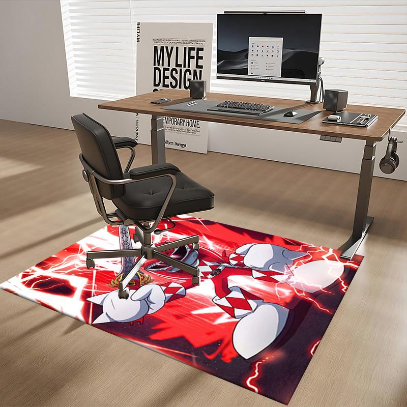 1pc Red Ranger Sword Office Chair Mat - Anime Cartoon Design, Non-Slip Carpet for Home Decor, Suitable for All Seasons.T072