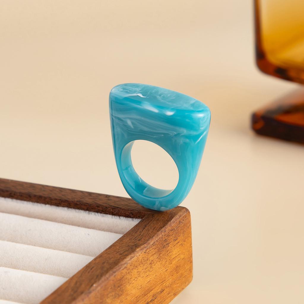 Модное градиентное кольцо из смолы с квадратной и треугольной огранкой, дизайнерское кольцо-лента в форме женской сумочки, повседневные минималистичные украшения в стиле INS