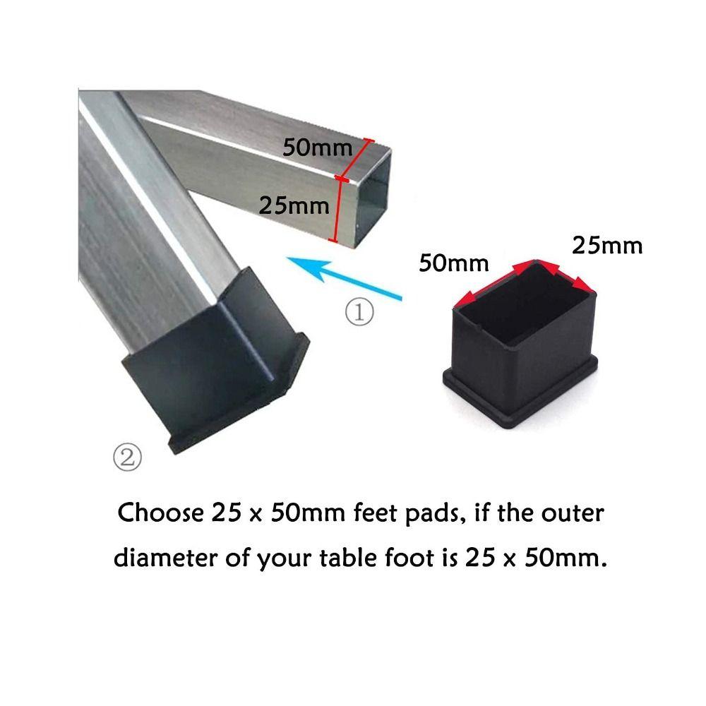 1/16 Pcs Rectangle Shaped Chair Leg Protectors Rubber Chair Leg Caps Hardwood Floors