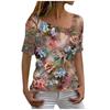 Летняя женская футболка с коротким рукавом, косым вырезом и принтом летних цветов