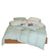ins striped pure cotton four-piece set Korean bow type A cotton yarn-dyed washed cotton single sheet bedding