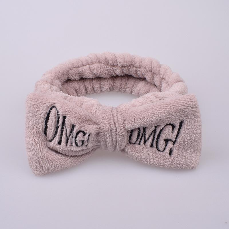 Custom Logo SPA Bowknot Hair Lace Sports Headband Adjustable Elastic OMG Hair Band for Women and Girls Yoga Shower Wash