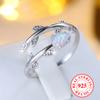 925 Sterling Silver Leaf Shape Elegant White Opal Ring for Women Adjustable Opening Ring Luxury Wedding Jewelry Gift