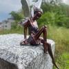 1 шт. Мистическая Черная Эльфийка, Фигурка из Смолы, с Сияющими Серебряными Крыльями и Кудрявыми Волосами, Фэнтези Тематика