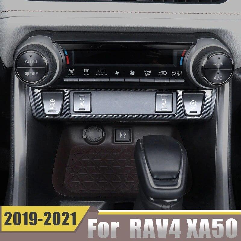 Carbon Fiber Car Central Control Adjustment Panel Decoration Cover Trim For Toyota RAV4 XA50 2022 Accessories