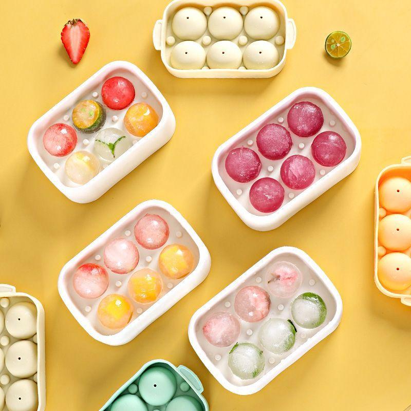 Silicone Ice Ball Molds, Household Attachment, Food Grade, Homemade Round Mold, Ice Cube Magic with Lid Ice Grid Box, Kitchen Ga