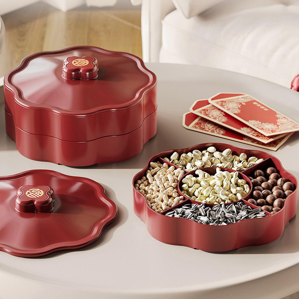 Пластиковая конфетница, контейнер для сухофруктов с крышкой для гостиной, 5 отделений, органайзер для закусок для домашнего использования