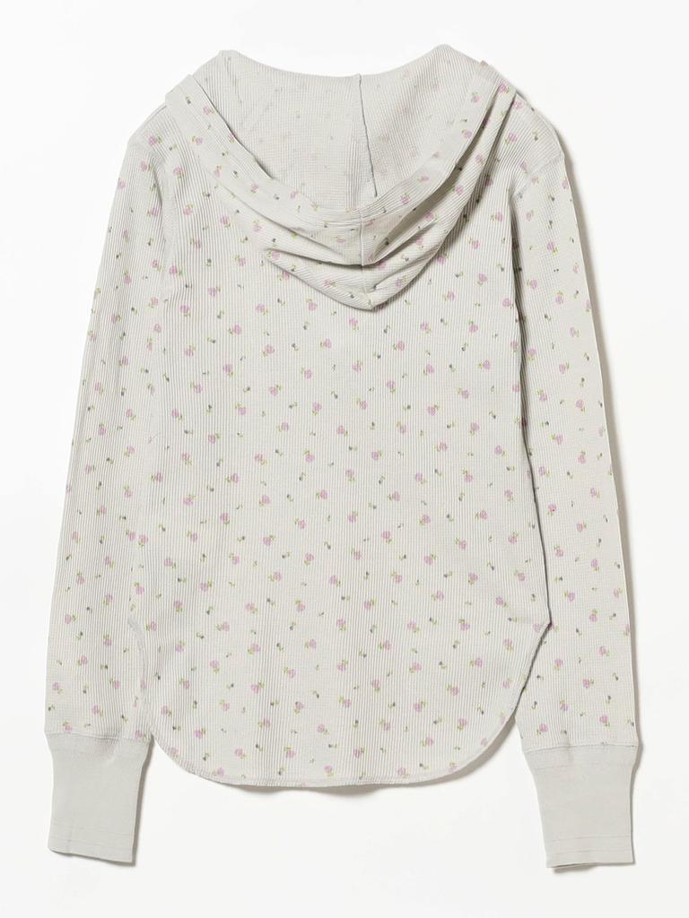 Beams Boy Women's L/S Tee Floral Thermal Hoodie, LT.GREY, One Size