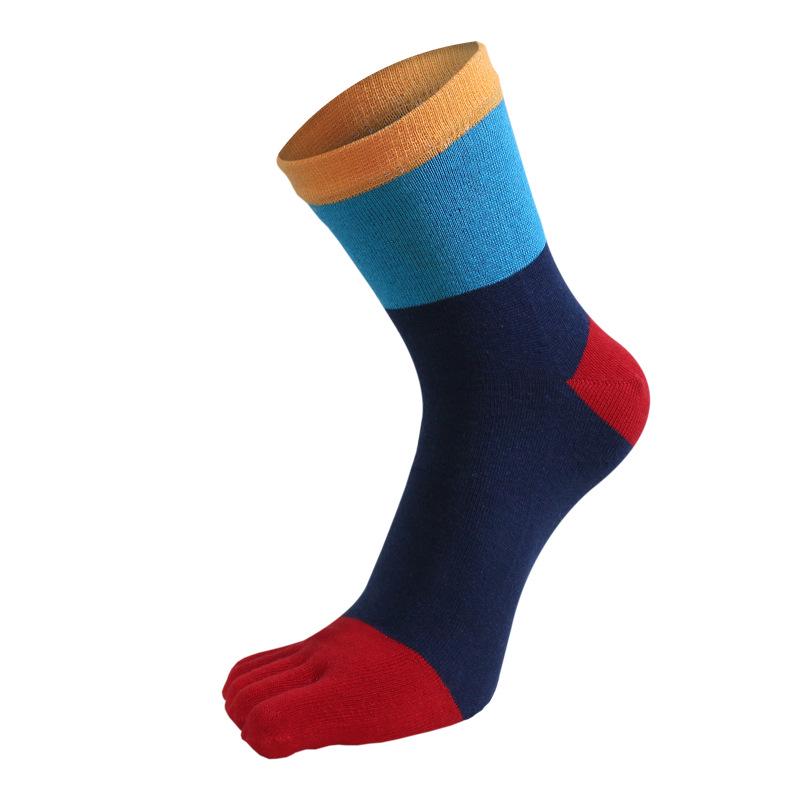 Men's Cotton Five-Toe Socks, Sweat-Absorbing, Mid-Calf, Suitable for All Seasons