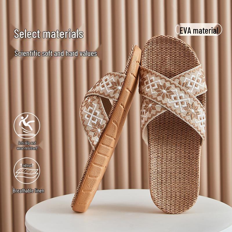 FL Four Seasons Women's Linen Deodorant Anti-slip Indoor/Outdoor Silent Slippers