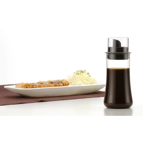 iwaki AGC Technoglass Heat-Resistant Glass Drip-Resistant Sauce Dispenser, 160ml, Leak-Resistant Condiment Container with Lid, KT5032-BKS