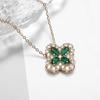 Зеленый цирконовый кулон-клевер на шею для женщин, Модная и изысканная цепочка на ключицу на удачу, Подарок на День святого Валентина