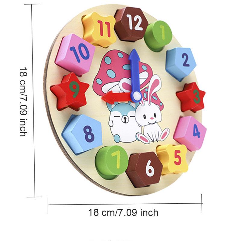 Montessori Children Clock Puzzle Cartoon Animals Cognitive Numbers Clock Early Learning Threading Assembly Toys For Children Kid