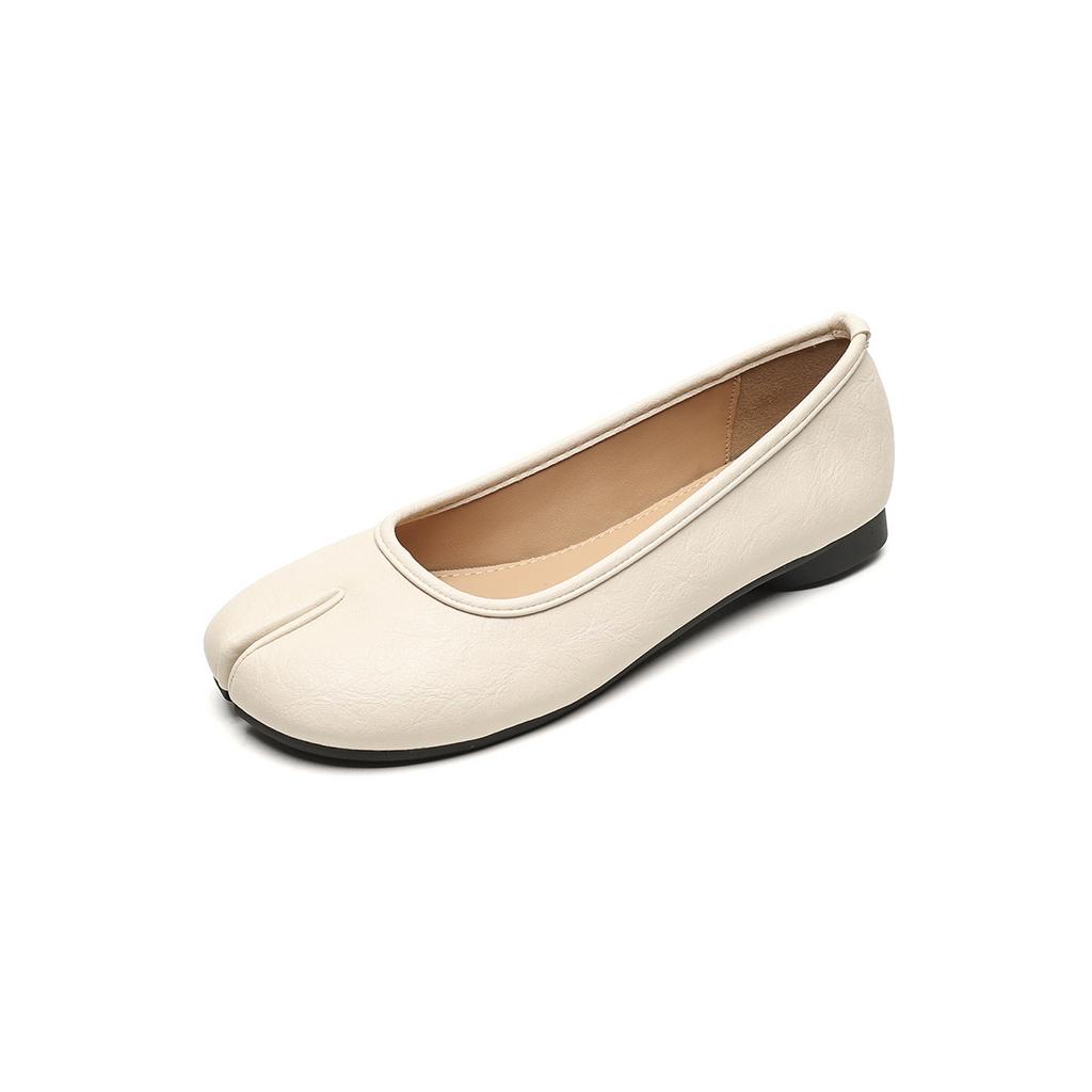 Weiwei Girl 7899-1 Туфли с раздвоенным носком и свиной ножкой Женские туфли-лодочки с мелким вырезом, плоской подошвой, подковообразным каблуком, типа дуду, балетки