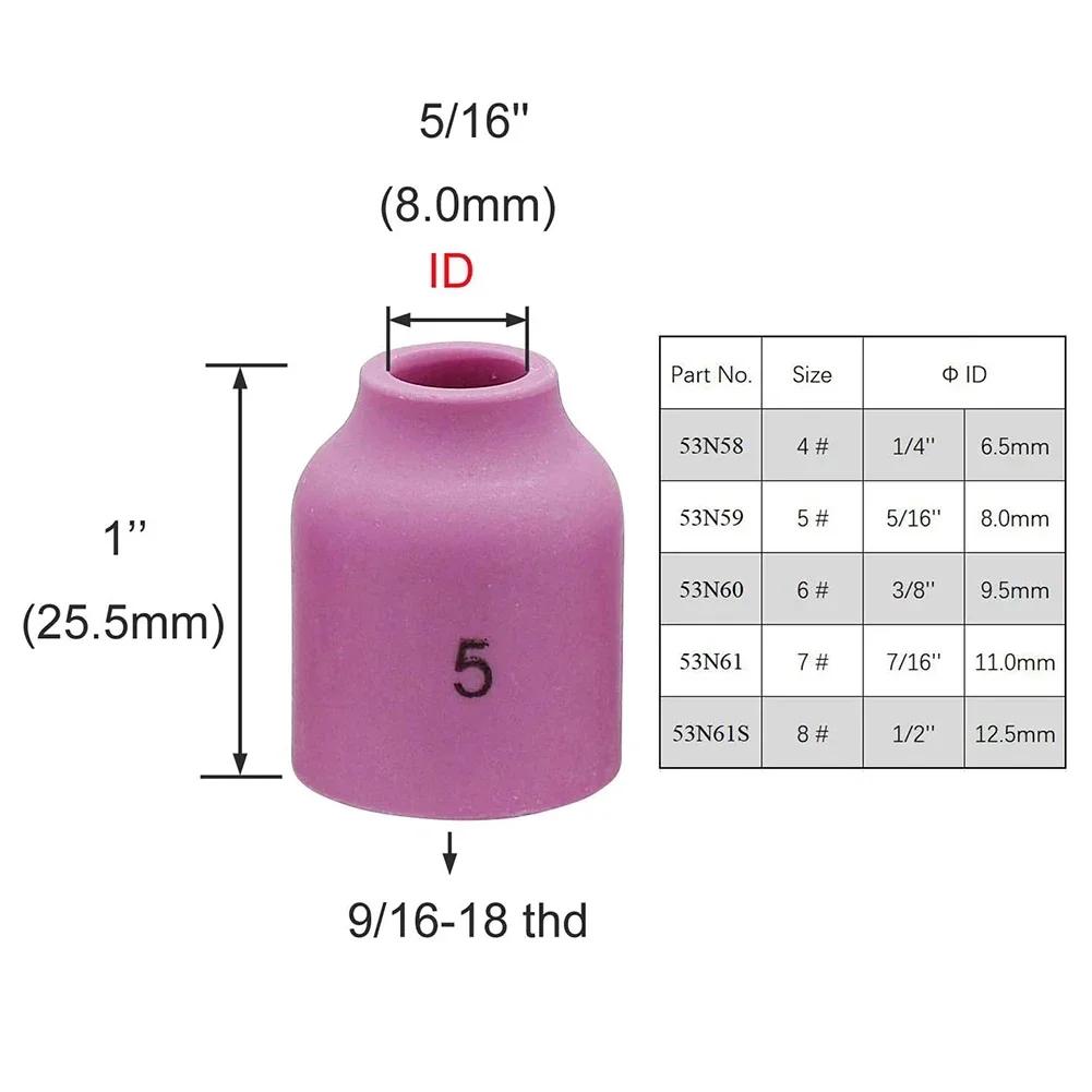 5PCS TIG Gas Lens Alumina Nozzle Ceramic Cups for Replacement Use in WP 92025 and Chuck TIG Welding Torch Models