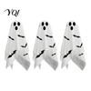 Outdoor Yard Party Props 3Pcs Hanging Ghost Bats LED Light, Halloween Fabric Spooky Bat Silhouette Pendants for Porch Indoor Decor, Festival