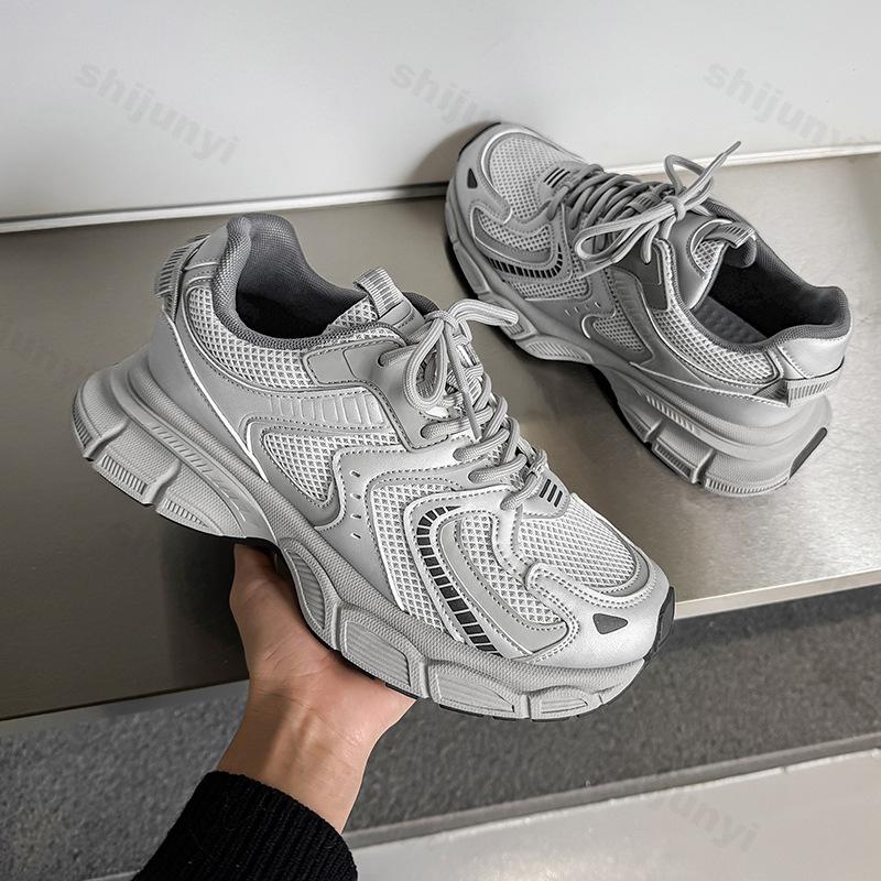 Мода 2025 Осень Новые Мужские Сетчатые Дышащие Низкие Кроссовки на Толстой Подошве Повседневная Спортивная Обувь Модный Тренд Универсальные Удобные Массивные кроссовки