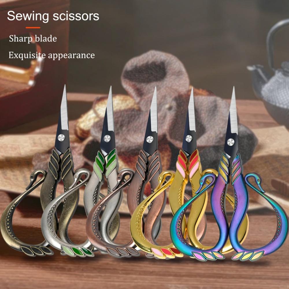 [1 шт. Винтажные стальные ножницы] Ножницы в винтажном стиле - 1 шт. Прочный стальной мини-резак для шитья с элегантными металлическими ручками | Идеально подходят для вышивки