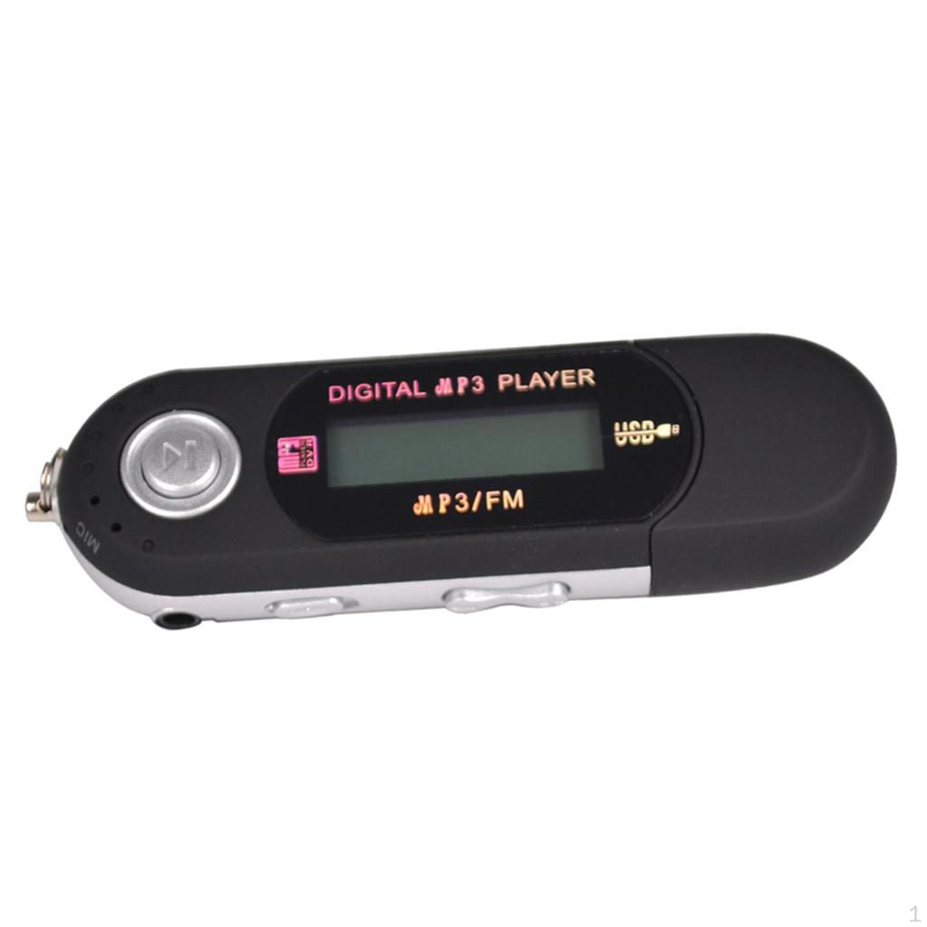 8GB Capacity USB Flash Drive, LCD Display Mini Audio MP, W/ Radio Voice Recorder for Laptop Black
