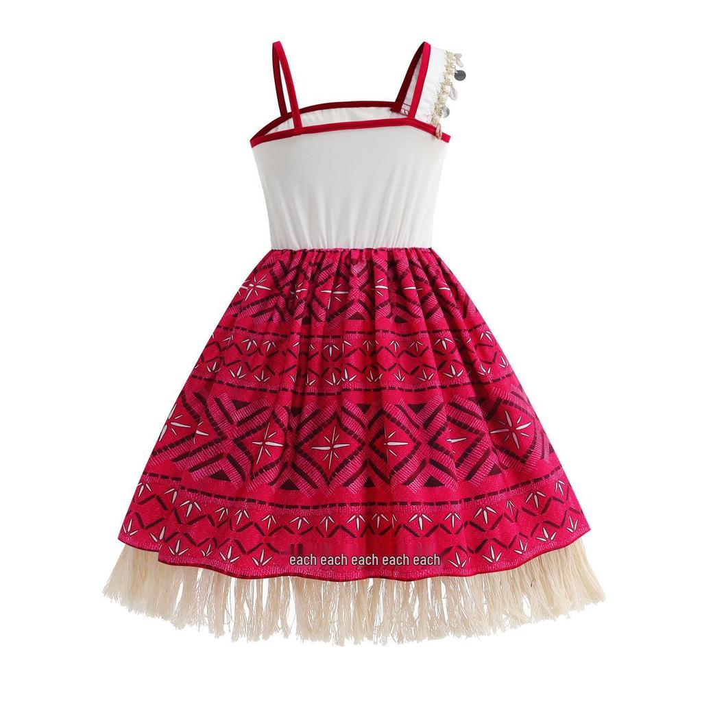 Платье Моана 2 Косплей с пайетками, кружевом и кисточками для девочек